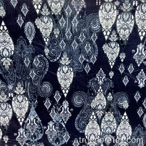 Polyester spandex örgü dijital baskılı Kore kadife kumaş